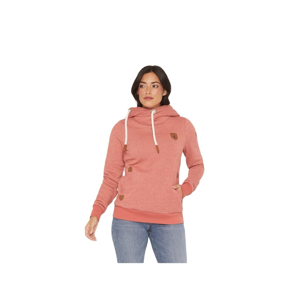 WANAKOME Artemis Cowl Neck Speckled Mauve Hoodie Sweatshirt Women's Large